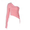 Pink Feather One Shoulder Blouse